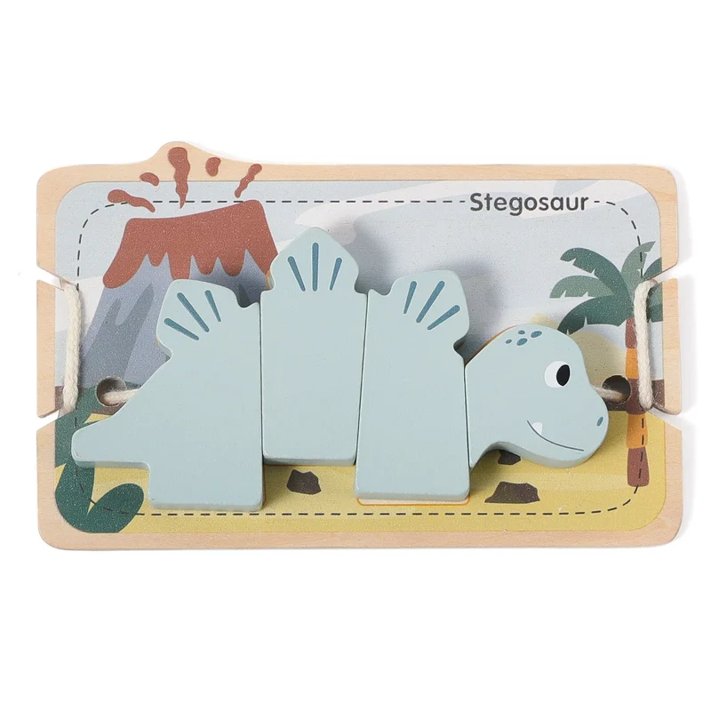 Puzzle d'enfilage de dinosaures Montessori : le jeu éducatif parfait !