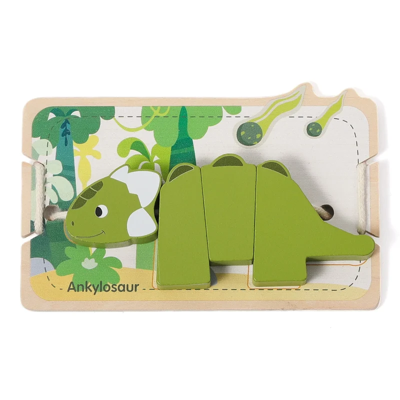 Puzzle d'enfilage de dinosaures Montessori : le jeu éducatif parfait !