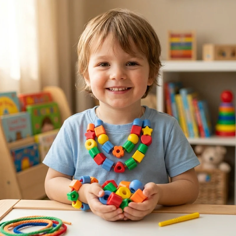 Tissage & Enfilage de Perles Colorées Montessori