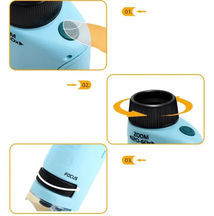 🔬 Microscope de Poche Portable pour Enfants – Grossissement jusqu'à 120x
