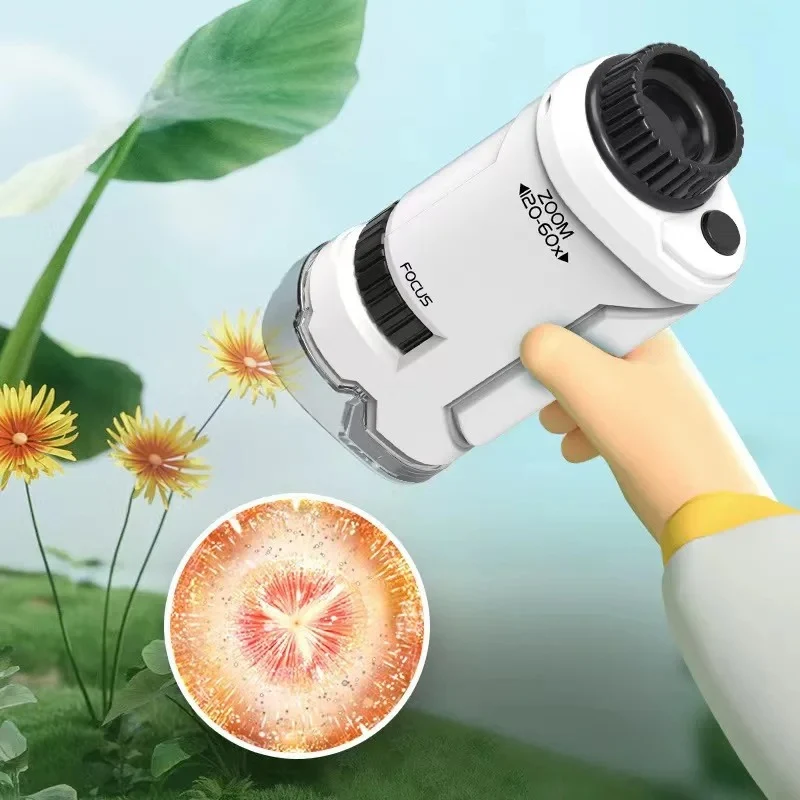 🔬 Microscope de Poche Portable pour Enfants – Grossissement jusqu'à 120x
