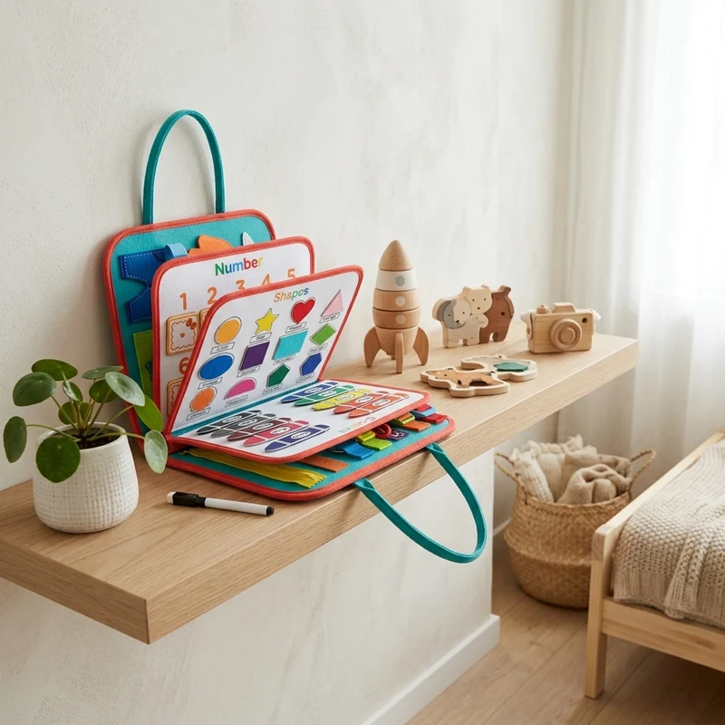 🎒 Busy Board Éducatif 7-en-1 – Jouet Sensoriel pour Tout-Petits