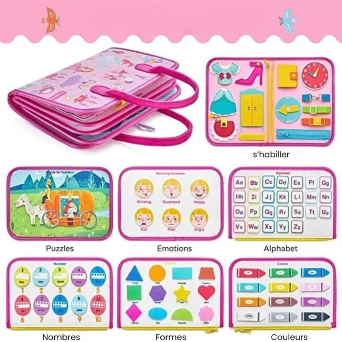 🎒 Busy Board Éducatif 7-en-1 – Jouet Sensoriel pour Tout-Petits