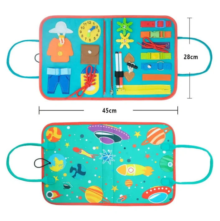 🎒 Busy Board Éducatif 7-en-1 – Jouet Sensoriel pour Tout-Petits