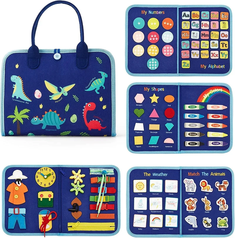 🎒 Busy Board Éducatif 7-en-1 – Jouet Sensoriel pour Tout-Petits