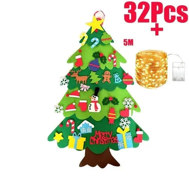 Grand Sapin de Noël en Feutrine – 95 cm + Décos + Guirlande Offerte