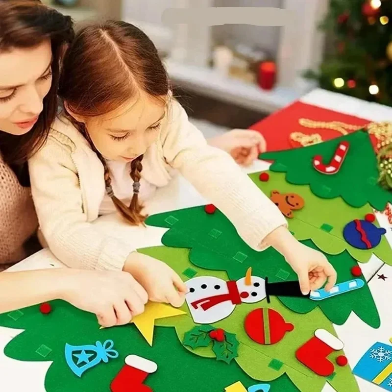 Grand Sapin de Noël en Feutrine – 95 cm + Décos + Guirlande Offerte