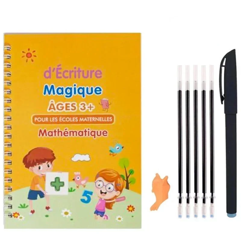 ✏️ Cahiers Magiques Réutilisables – Pack 4 en 1 : Alphabet, Chiffres, Dessin & Écriture