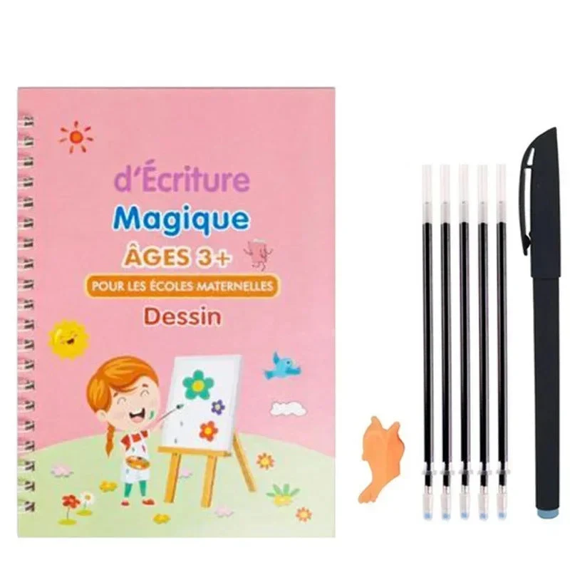 ✏️ Cahiers Magiques Réutilisables – Pack 4 en 1 : Alphabet, Chiffres, Dessin & Écriture