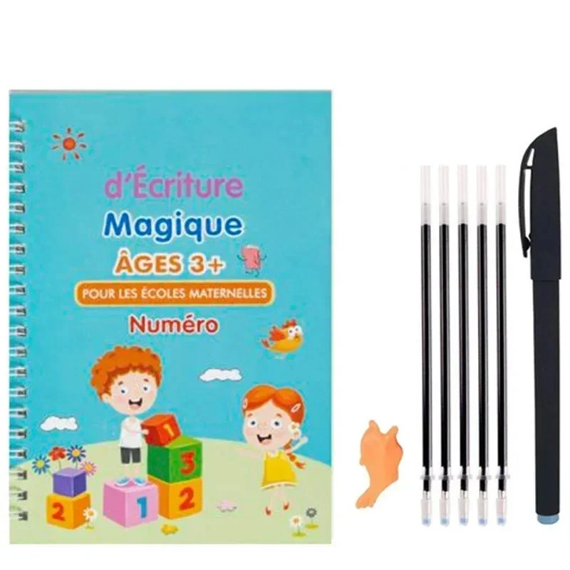 ✏️ Cahiers Magiques Réutilisables – Pack 4 en 1 : Alphabet, Chiffres, Dessin & Écriture