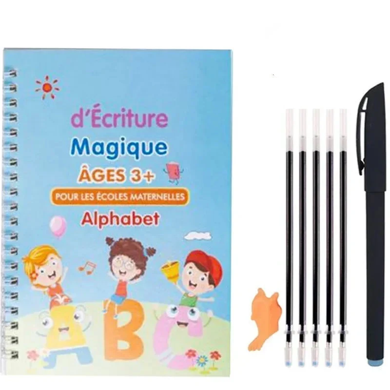 ✏️ Cahiers Magiques Réutilisables – Pack 4 en 1 : Alphabet, Chiffres, Dessin & Écriture