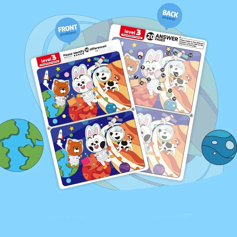 Jeu "Find the Difference" éducatif avec feutre effaçable