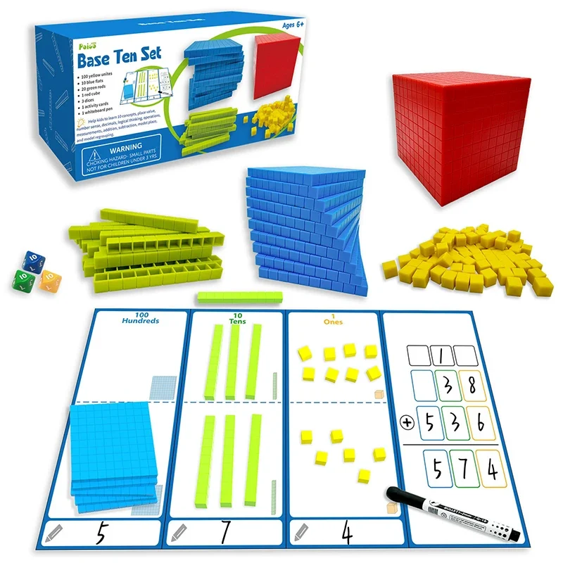 Cube mathématique décimal pour enfants - Jouets d'apprentissage numérique.