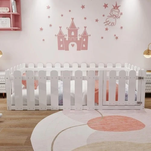 Lit Montessori au Sol Design Barrière – Sécurité & Autonomie dès le Plus Jeune Âge