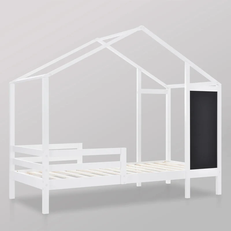 Lit Maison Montessori avec Tableau Noir & 2 Tiroirs