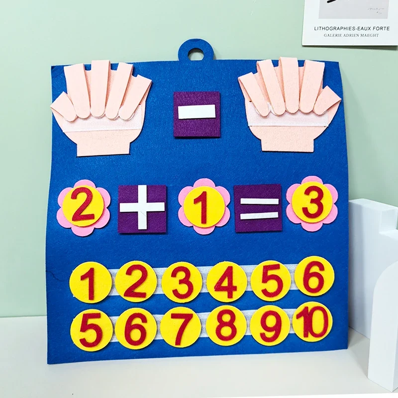 🧠 Planche Mathématique Montessori en Feutre – Apprentissage Ludique des Chiffres et Calculs pour Enfants