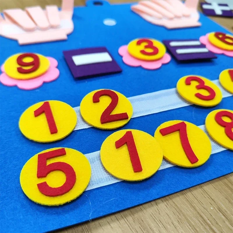🧠 Planche Mathématique Montessori en Feutre – Apprentissage Ludique des Chiffres et Calculs pour Enfants