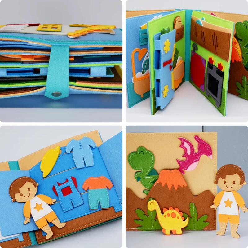 Livre Montessori Éducatif en Feutrine BizyKoady™ | Livre d'Activités Quiet Book Interactif pour Enfants 🌈📚