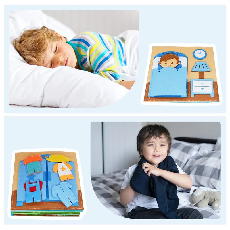 Livre Montessori Éducatif en Feutrine BizyKoady™ | Livre d'Activités Quiet Book Interactif pour Enfants 🌈📚