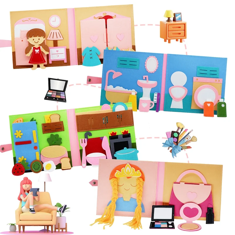 Livre Montessori Éducatif en Feutrine BizyKoady™ | Livre d'Activités Quiet Book Interactif pour Enfants 🌈📚