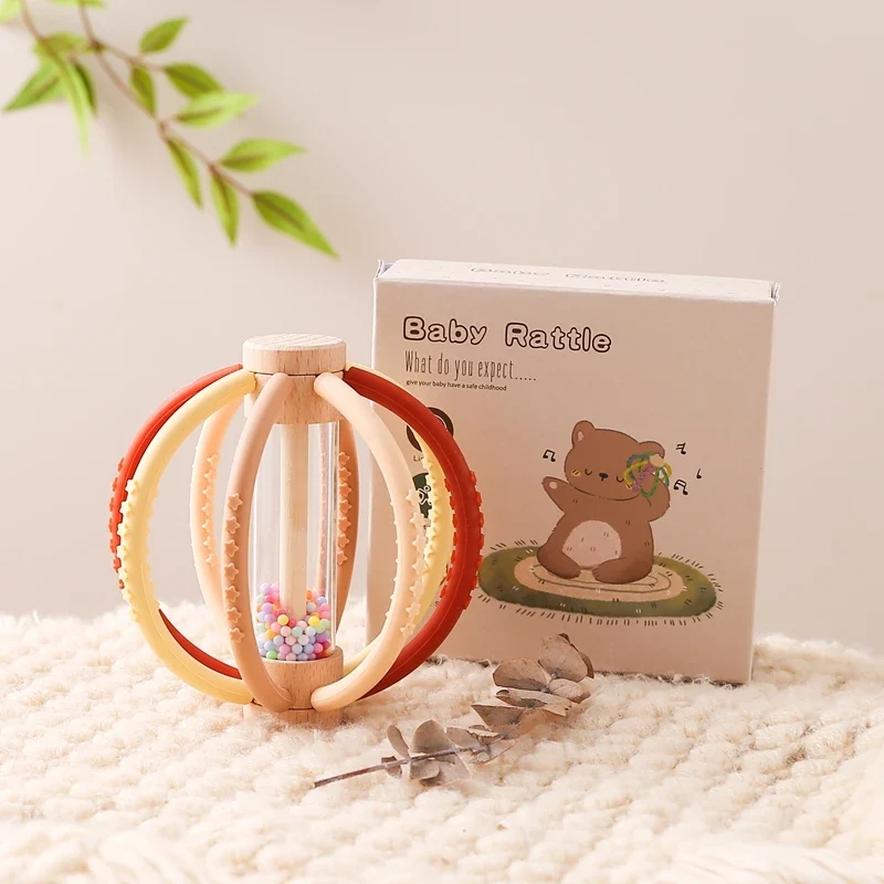 Hochet Bois Silicone | Éveil Sensoriel et Apaisement des Poussées Dentaires