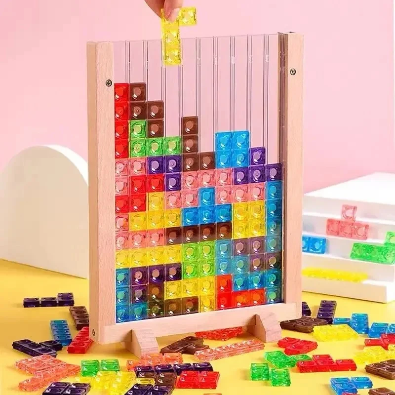 🎮 Jeu Tetris 3D en Bois – Puzzle Éducatif Montessori