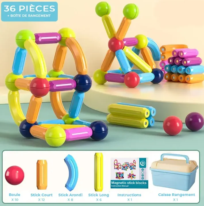 Jeu de Construction Magnétique STEM | Apprentissage et Créativité