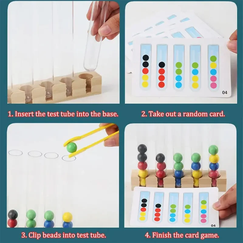 Montessori FineSkills™ - Jouet en Bois pour la Motricité Fine et Association des Couleurs