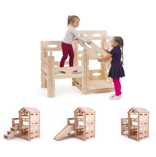 Spielhaus Set + Rutsche + Treppe - spielen und bauen