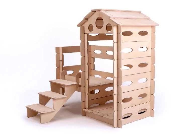 Spielhaus Set + Treppe - spielen und bauen