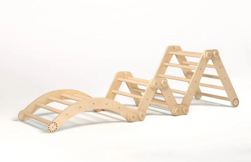 Maxi-Klettergerüst für Kinder (Set L mit Schaukel) Natur