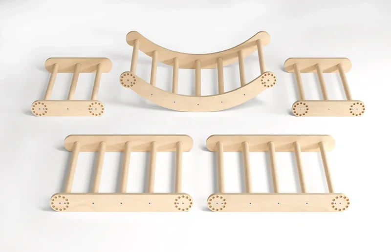 Maxi-Klettergerüst für Kinder (Set L mit Schaukel) Natur