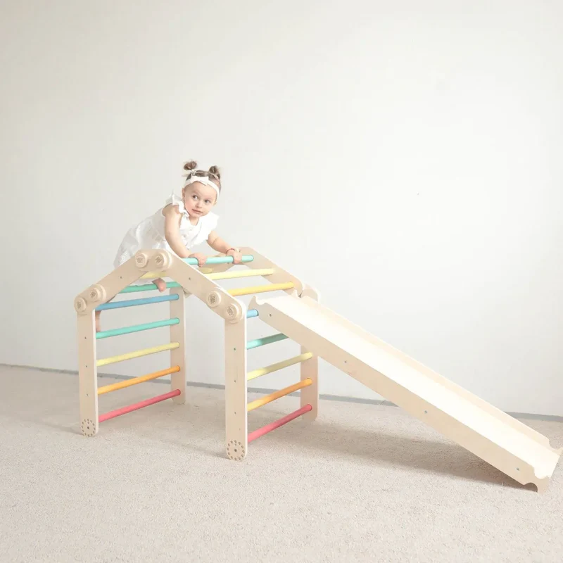 Flexi-Klettergerüst für Kinder (Set M mit Rutsche) Hell