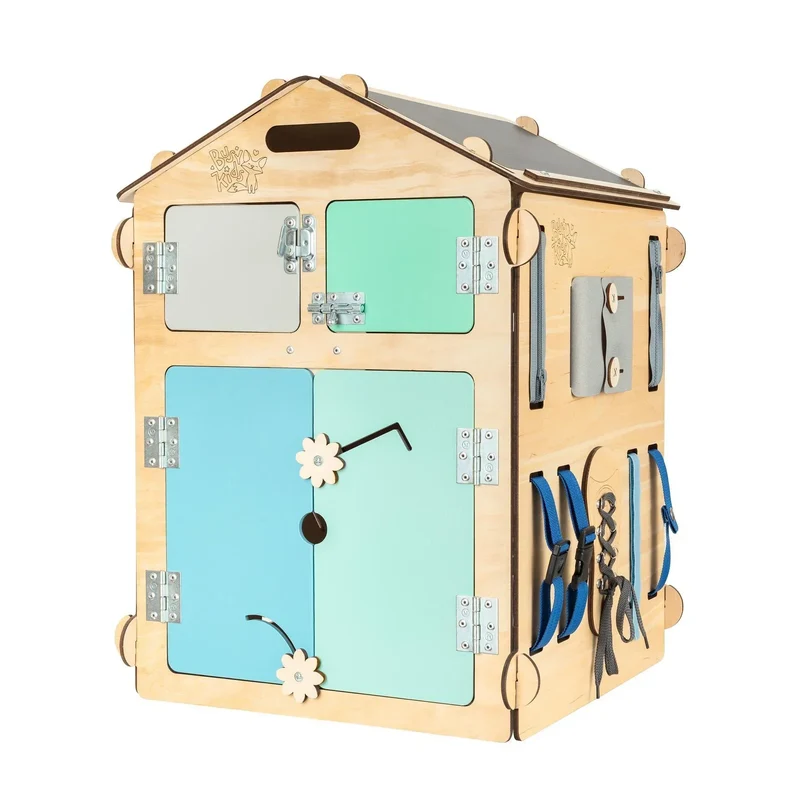 Set - BusyBoard Häuschen Natur/Minze und kreativer Würfel
