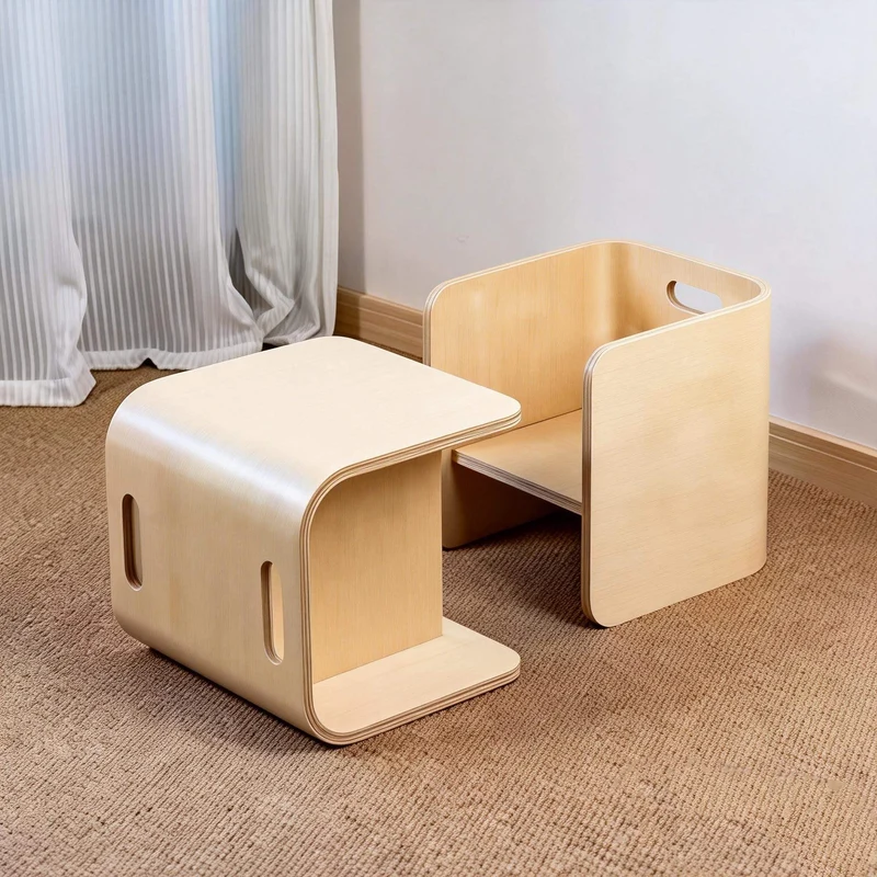 Montessori Holzstuhl – wandelbar als Sitz, Regal & Tritthocker, metallfrei & langlebig