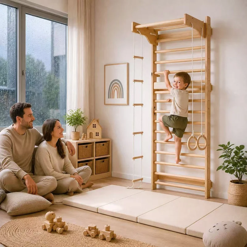 Indoor Klettergerüst für Kinder mit Turnringen