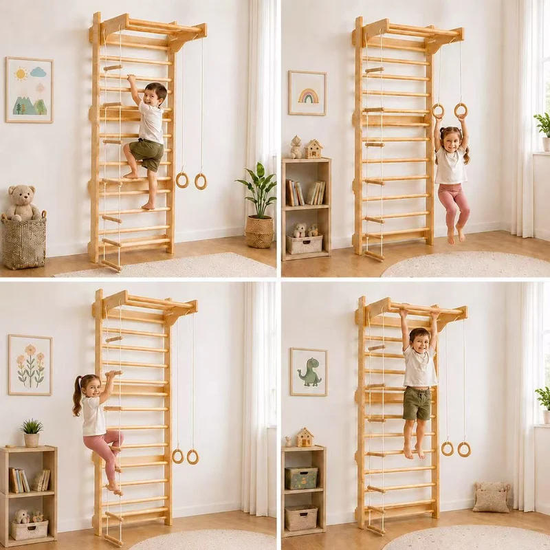 Indoor Klettergerüst für Kinder mit Turnringen
