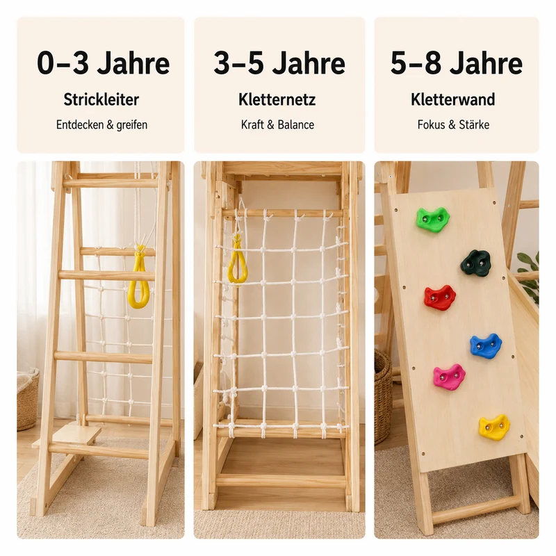 Montessori Klettergerüst Indoor mit Rutsche & Schaukel