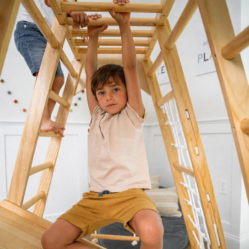 Montessori Klettergerüst Indoor mit Rutsche & Schaukel