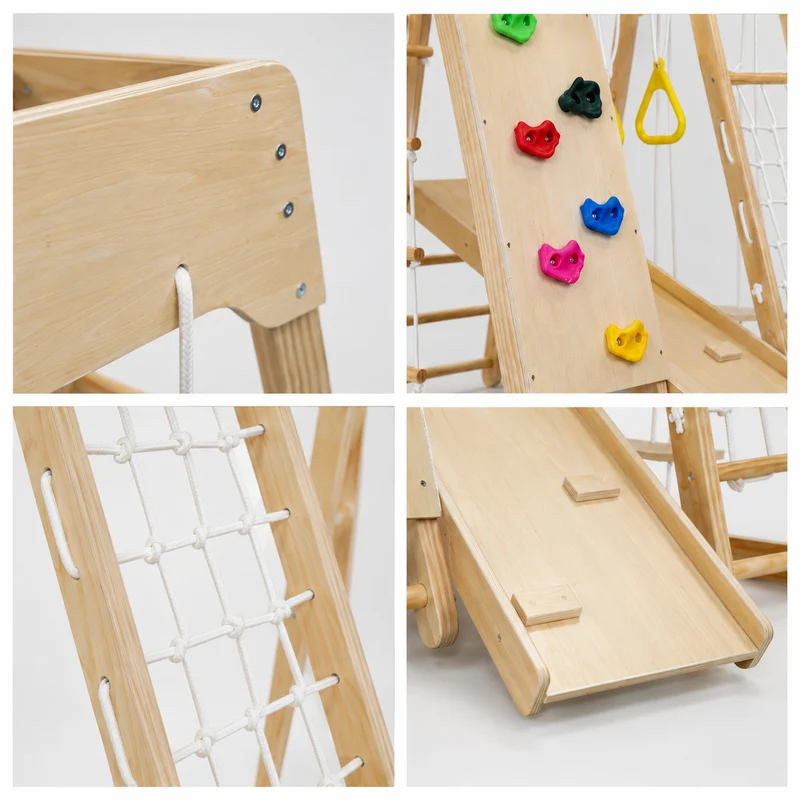 Montessori Klettergerüst Indoor mit Rutsche & Schaukel