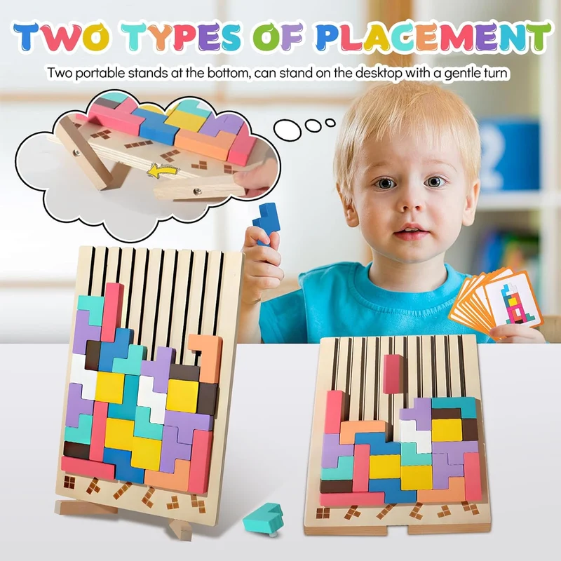 Montessori Tetris Holzpuzzle – Logikspiel ab 3 Jahren