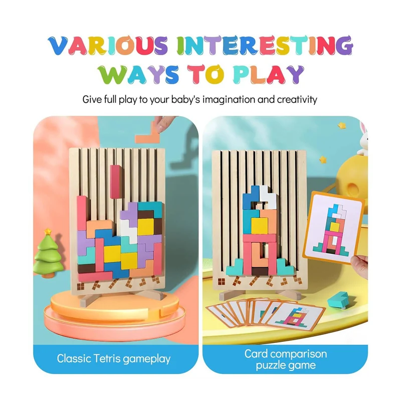 Montessori Tetris Holzpuzzle – Logikspiel ab 3 Jahren