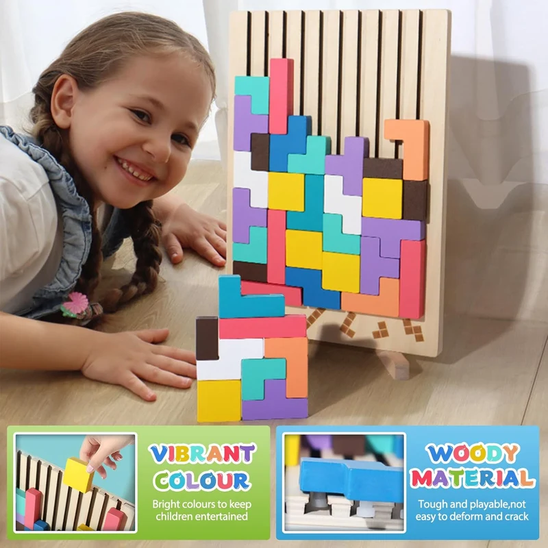 Montessori Tetris Holzpuzzle – Logikspiel ab 3 Jahren
