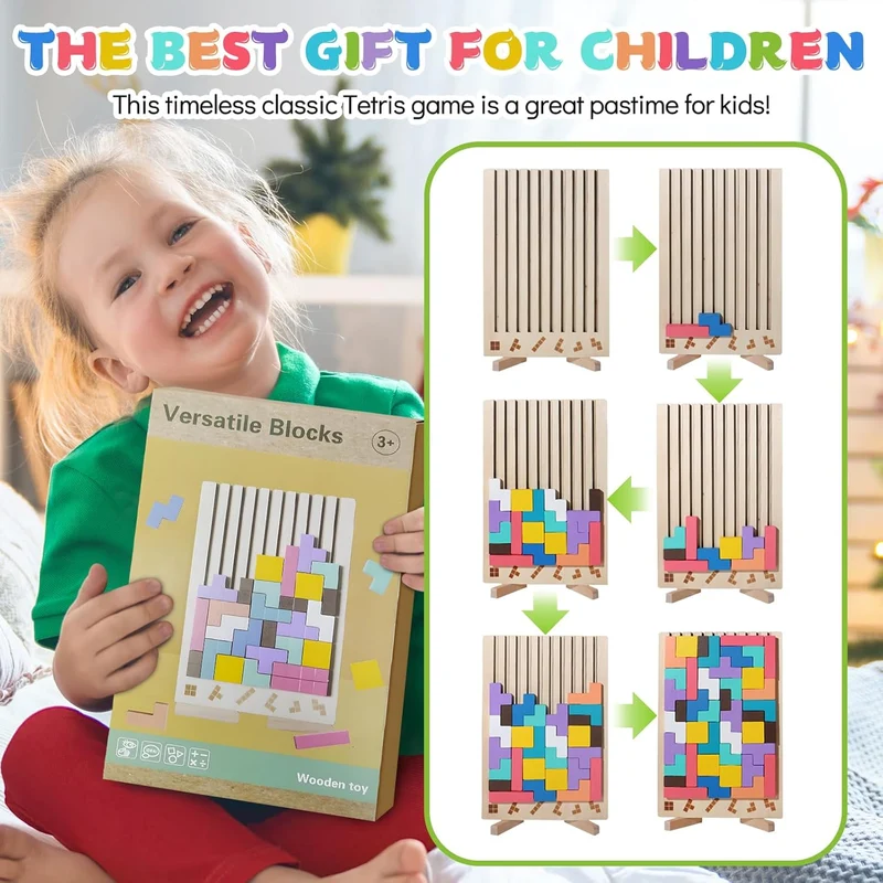 Montessori Tetris Holzpuzzle – Logikspiel ab 3 Jahren