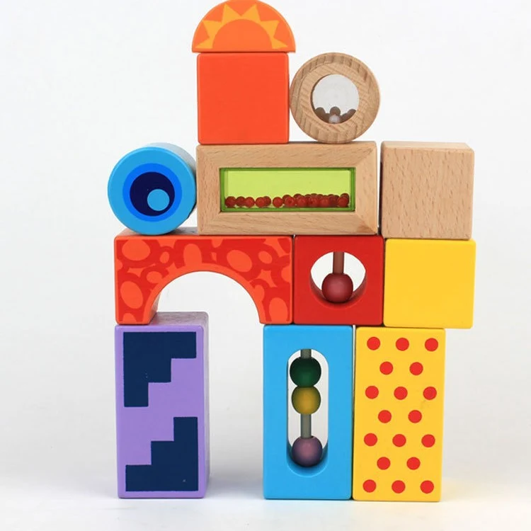 Montessori Klangbausteine aus Holz – 12 Sensorik-Bausteine ab 1 Jahr