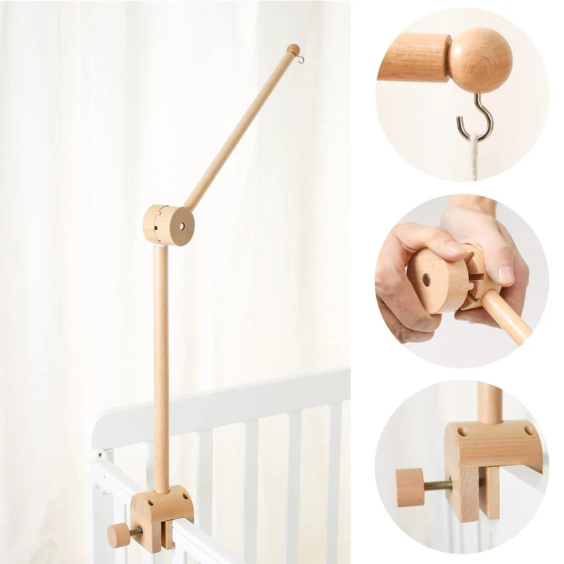 Mobile-Halter fürs Babybett – höhenverstellbar durch Drehung, stabil & leise