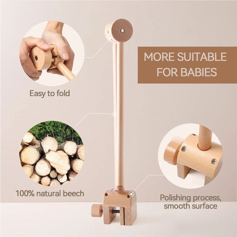 Mobile-Halter fürs Babybett – höhenverstellbar durch Drehung, stabil & leise