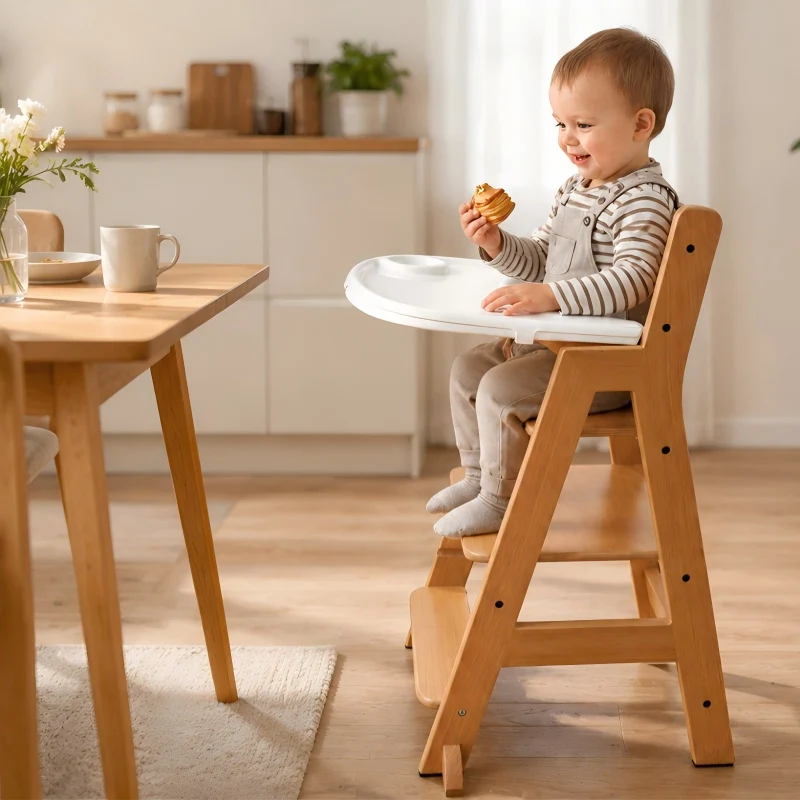 Montessori Hochstuhl Massivholz – Mitwachsend & 2-in-1 Lern- und Essstuhl