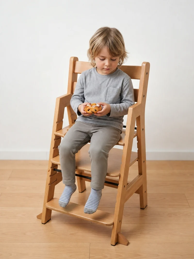 Montessori Hochstuhl Massivholz – Mitwachsend & 2-in-1 Lern- und Essstuhl