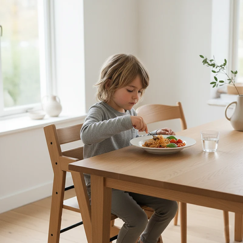 Montessori Hochstuhl Massivholz – Mitwachsend & 2-in-1 Lern- und Essstuhl